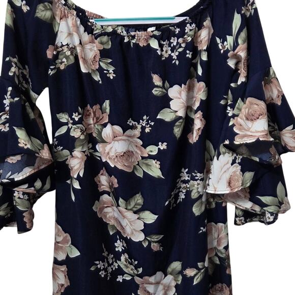 Acesnug floral off the shoulder dress women's size XL cute sleeves - Picture 4 of 8